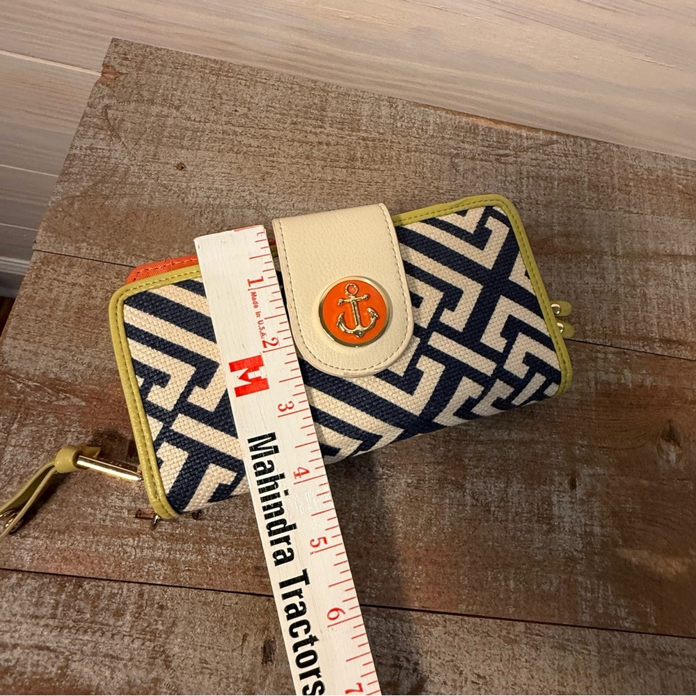 Spartina 449 Haig Point Yacht Club Wallet Coastal Nautical Navy Green Orange - Picture 13 of 13